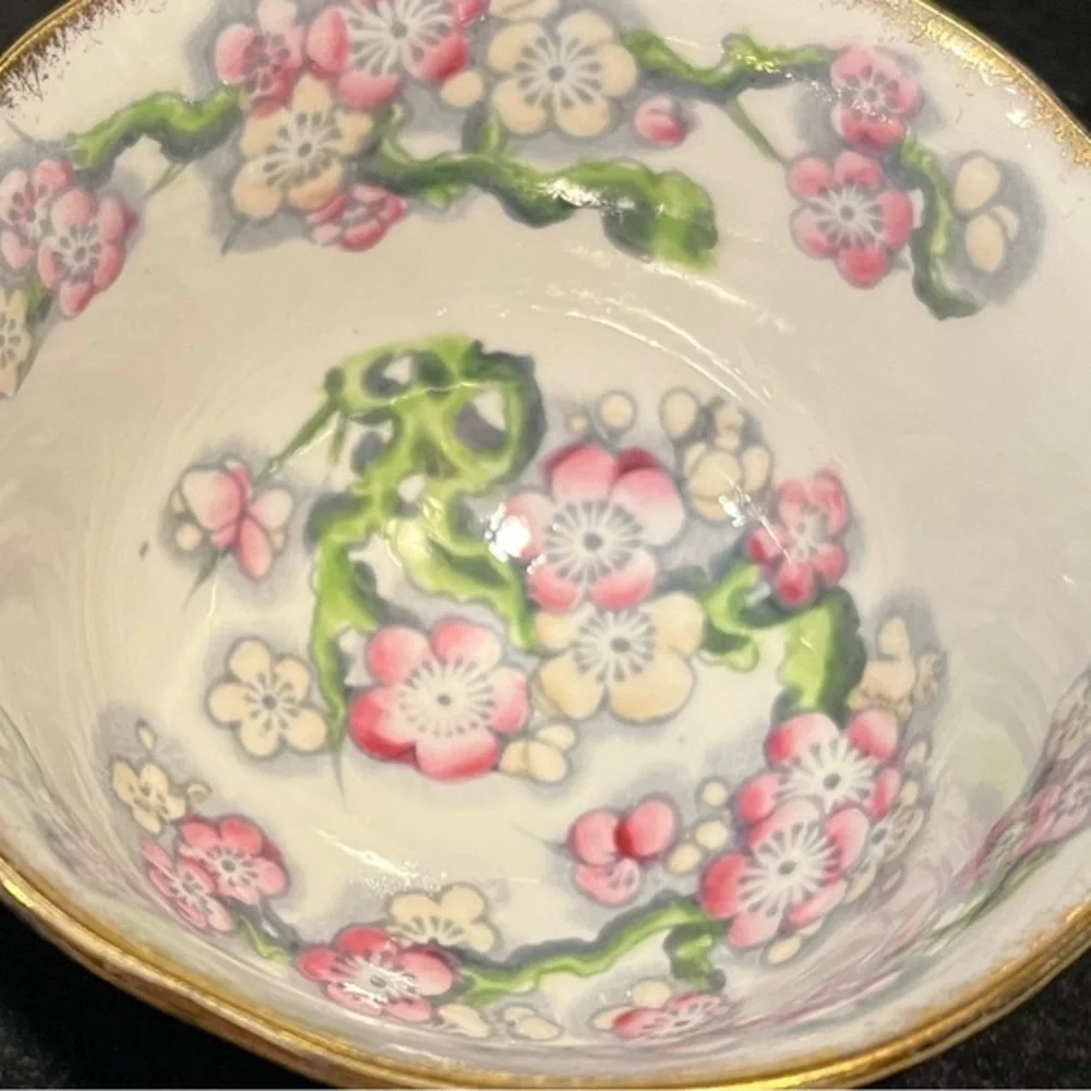 Royal Albert Pink & Yellow Floral Teacup with coordinating Royale Aurum Saucer